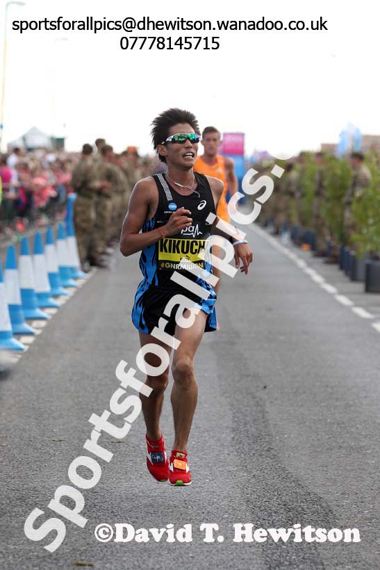 Masato Kikuchi finishing the mens 2014 BUPA Great North Run. Photo: David T. Hewitson/Sports for All Pics